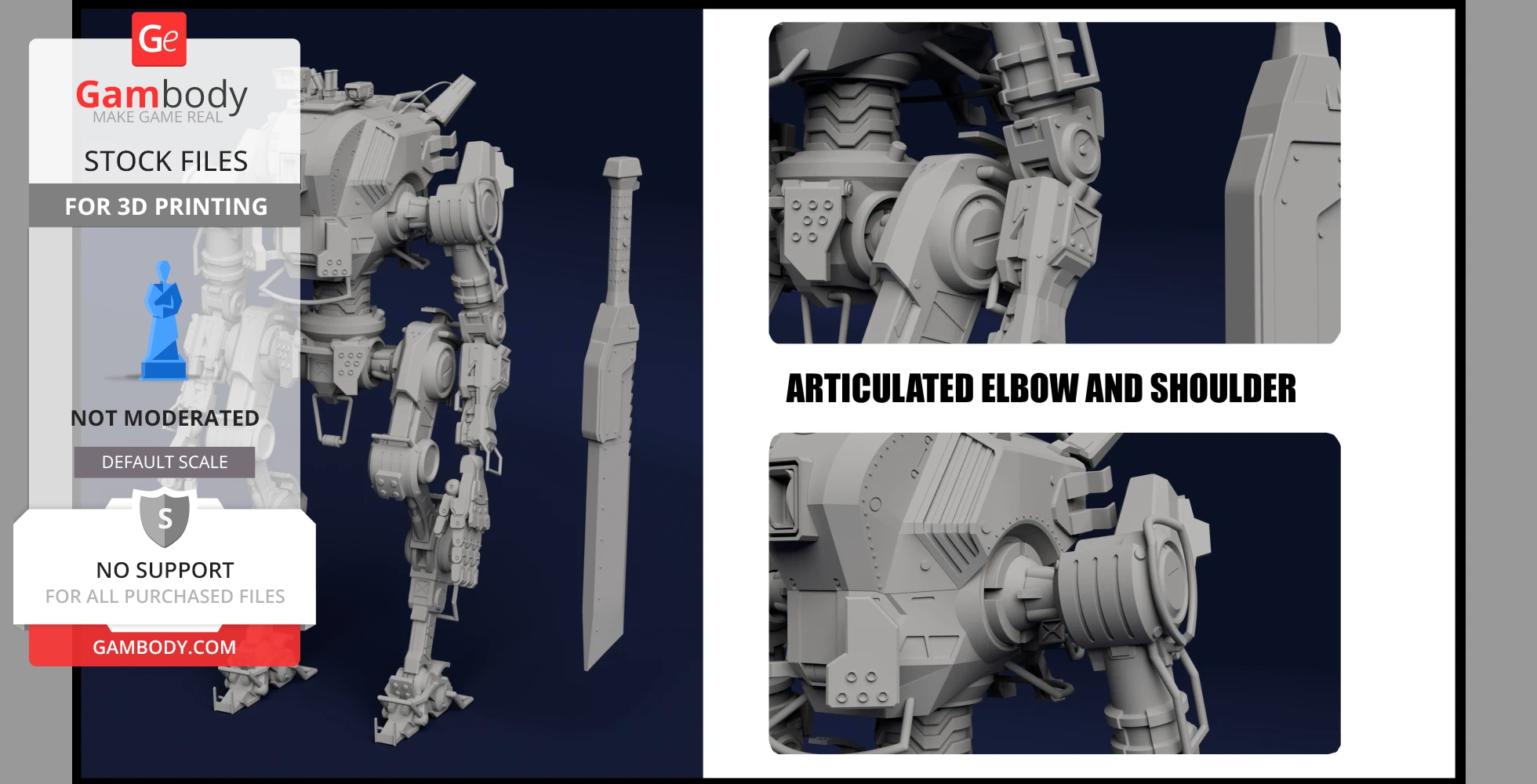 Detailed 3D model of a mechanical robot for printing, featuring articulated joints.