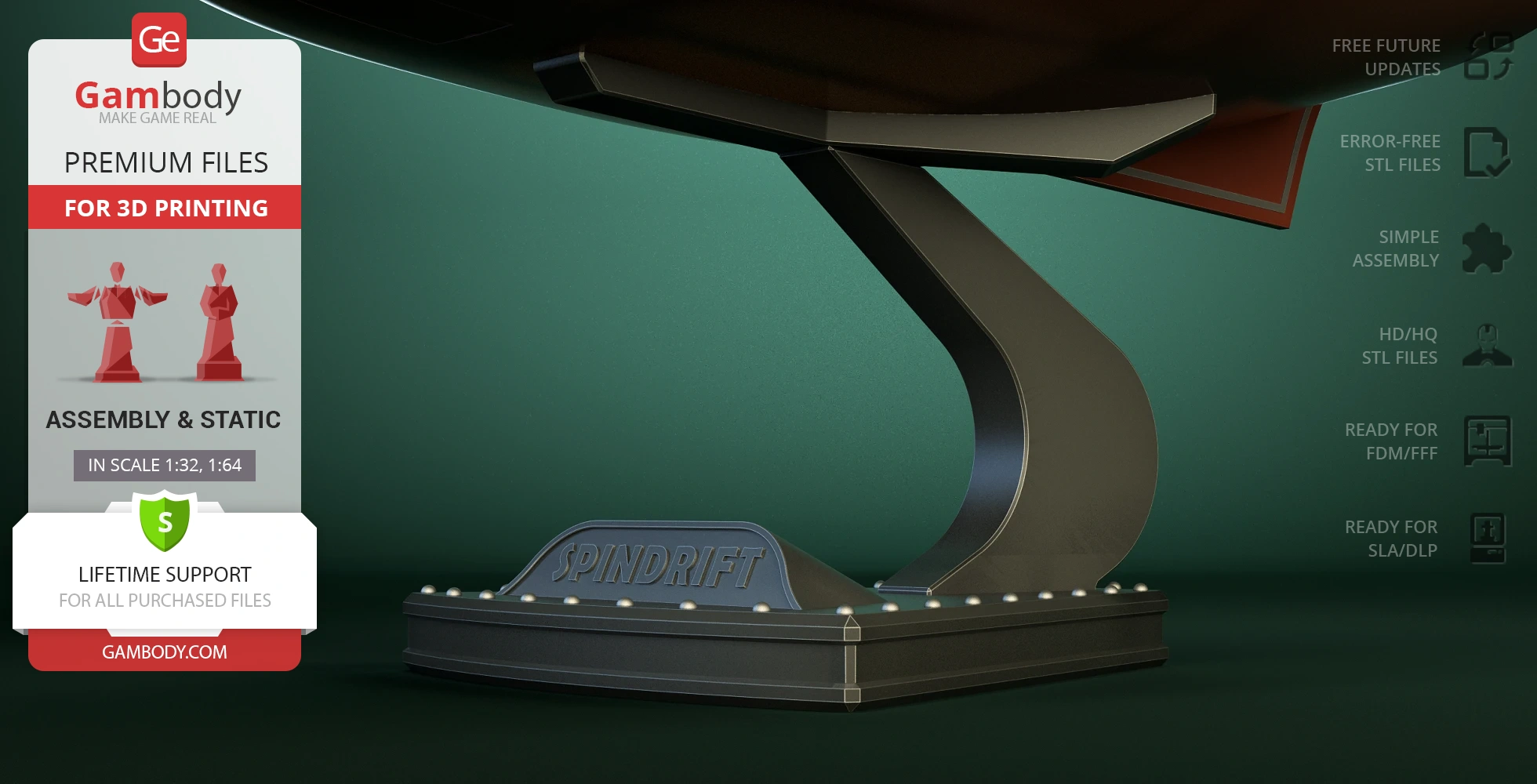 Sci-fi 'Spindrift' model base with a sleek modern design and glowing accents.