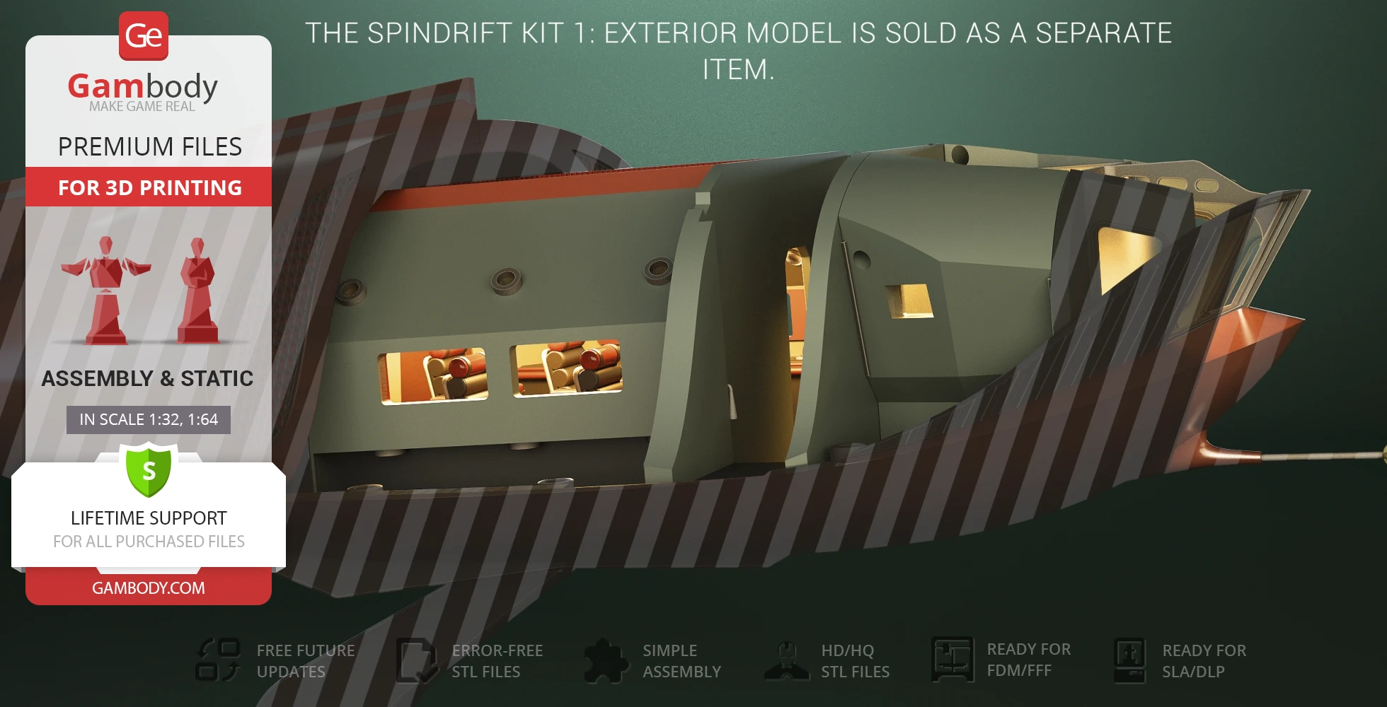 Cutaway view of a detailed sci-fi spaceship interior model, showcasing seats and control panels.