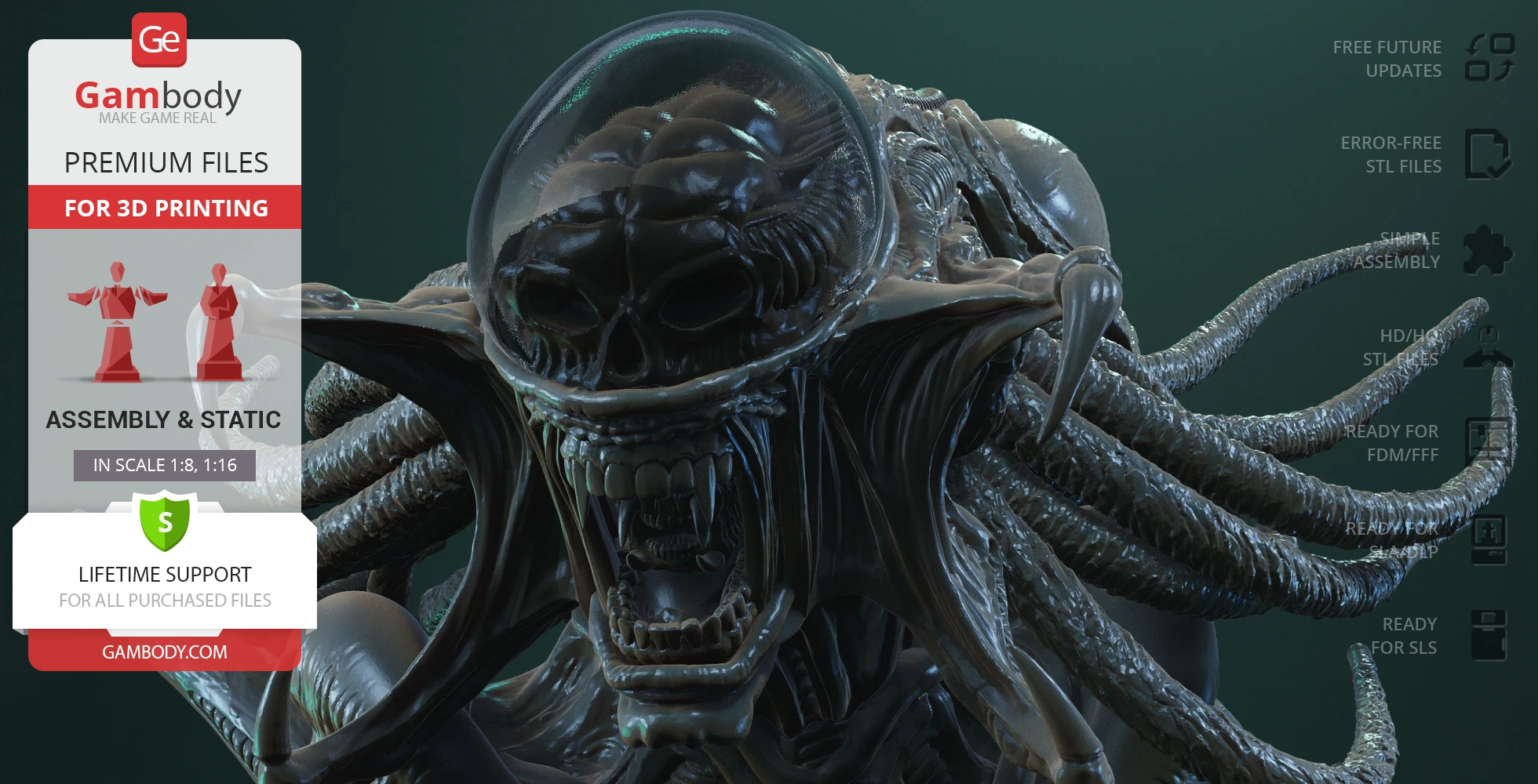 An alien-creature hybrid with a transparent dome, sharp teeth, and multiple tentacle-like appendages.