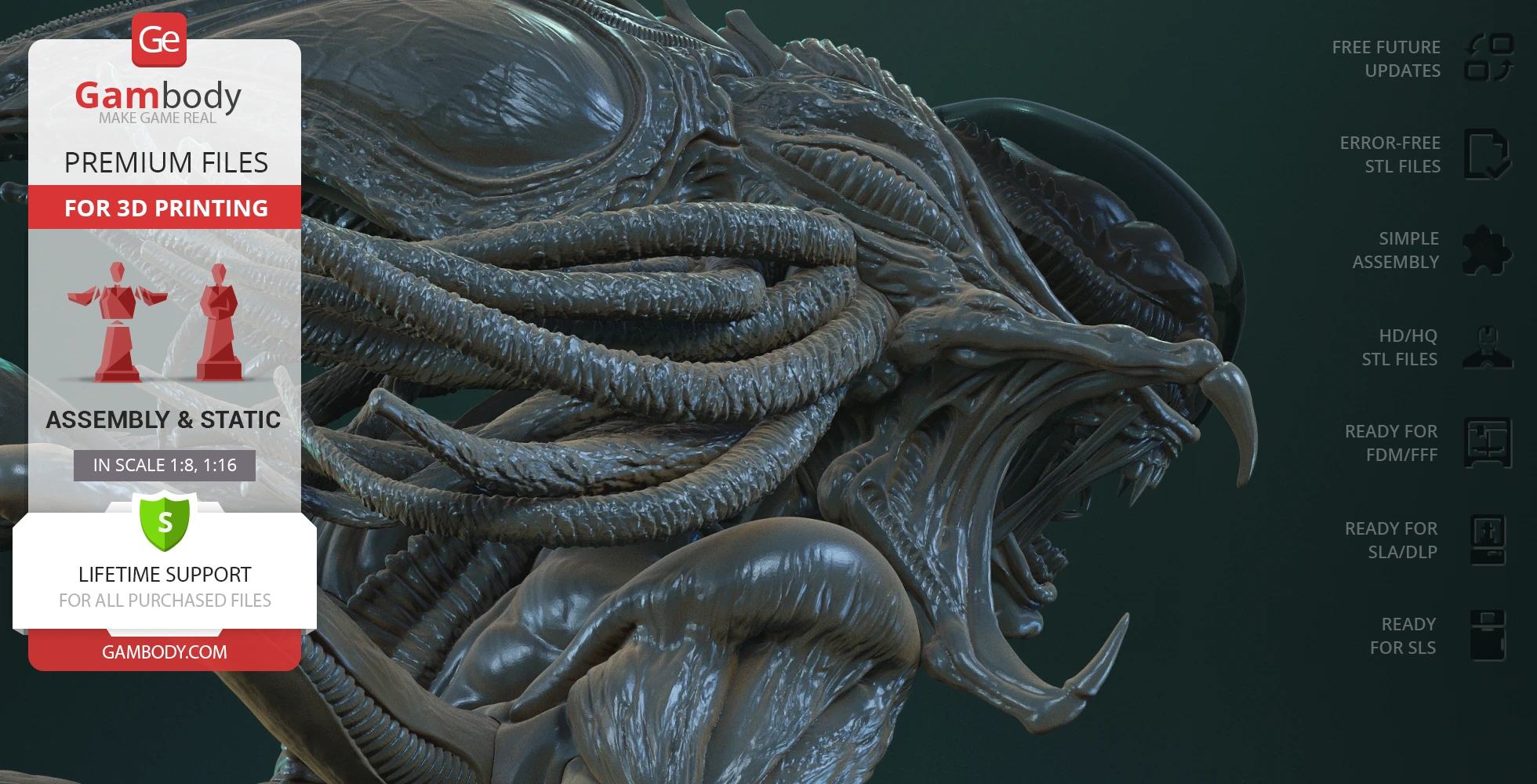 A detailed 3D model of a Predalien creature with intricate textures and features.