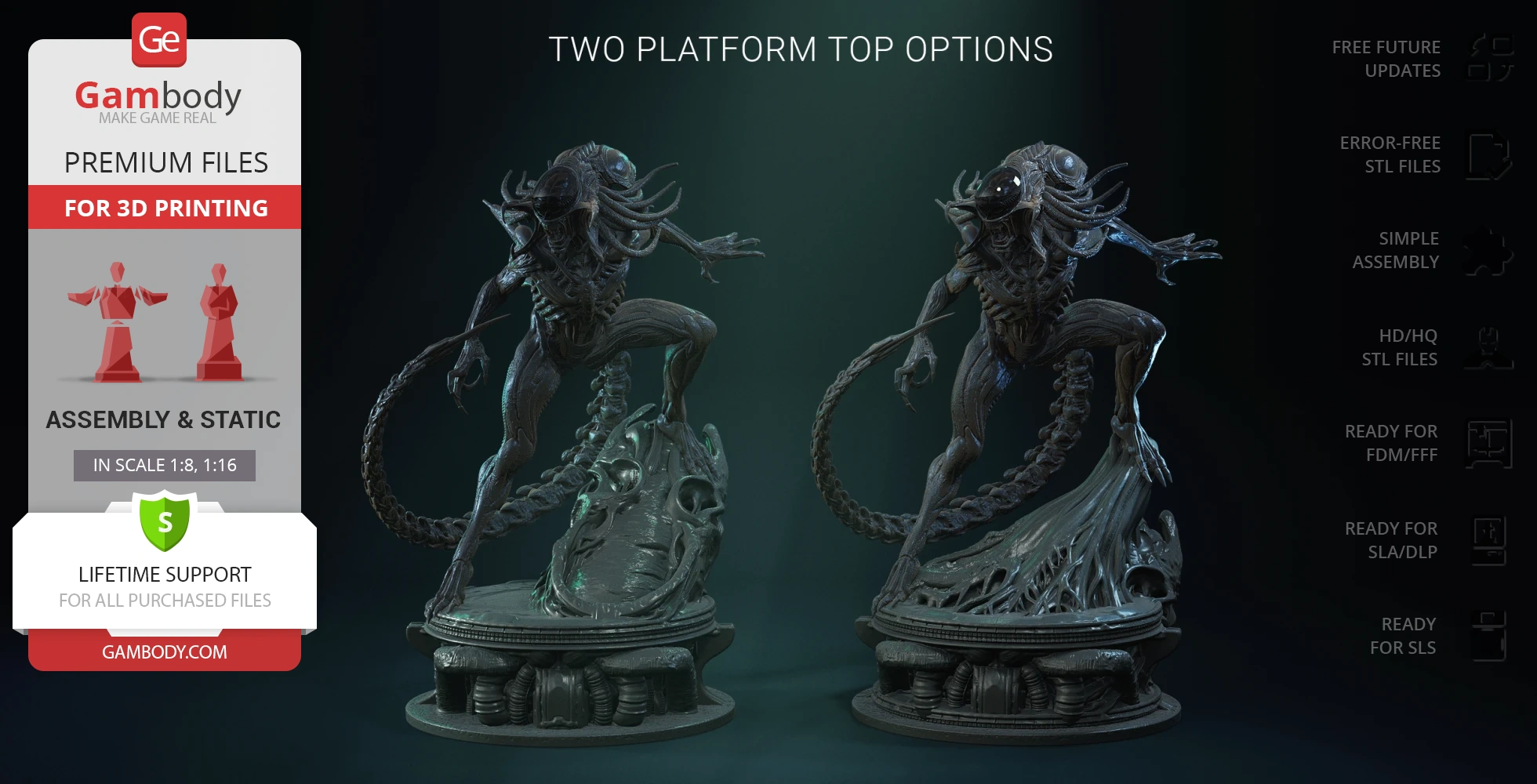 Alien-like creature with tentacles, on decorative bases for 3D printing from Gambody.