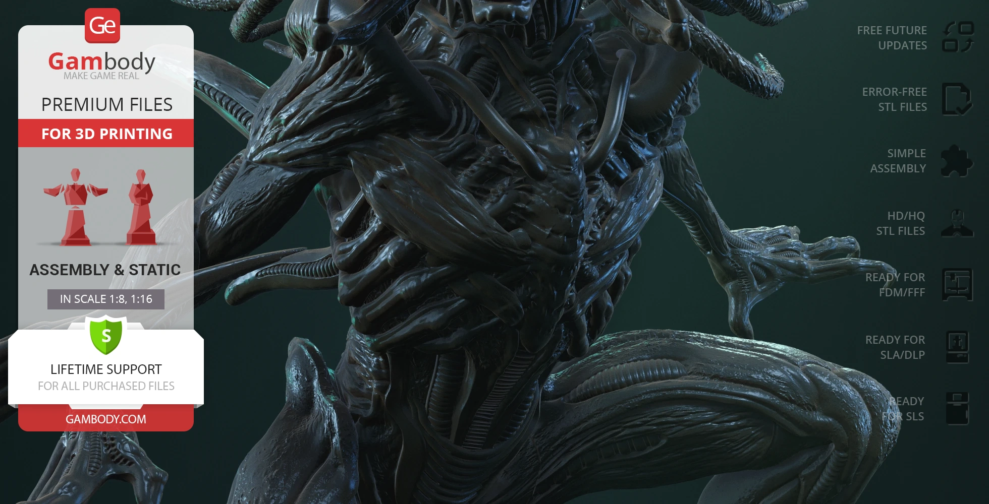 A highly detailed, dark, biomechanical creature with prominent ribs and elongated limbs from sci-fi art.