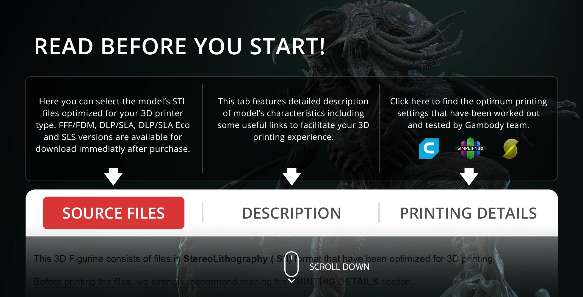 Sci-Fi creature model with detailed alien features; optimized for 3D printing.