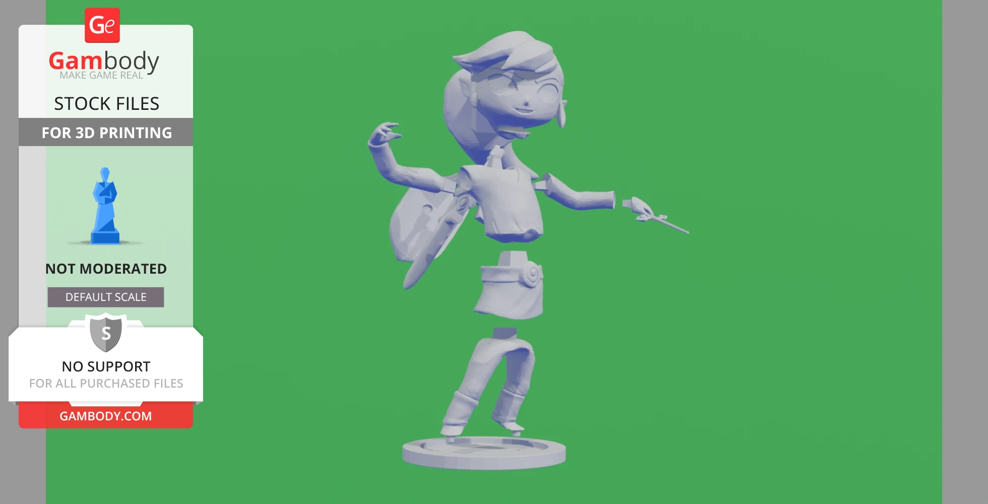 Stylized 3D model of Link from Zelda: Wind Waker, with arms raised and a dynamic pose.