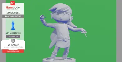 Chibi-style character from a video game, posed with a sword, in STL format for 3D printing.
