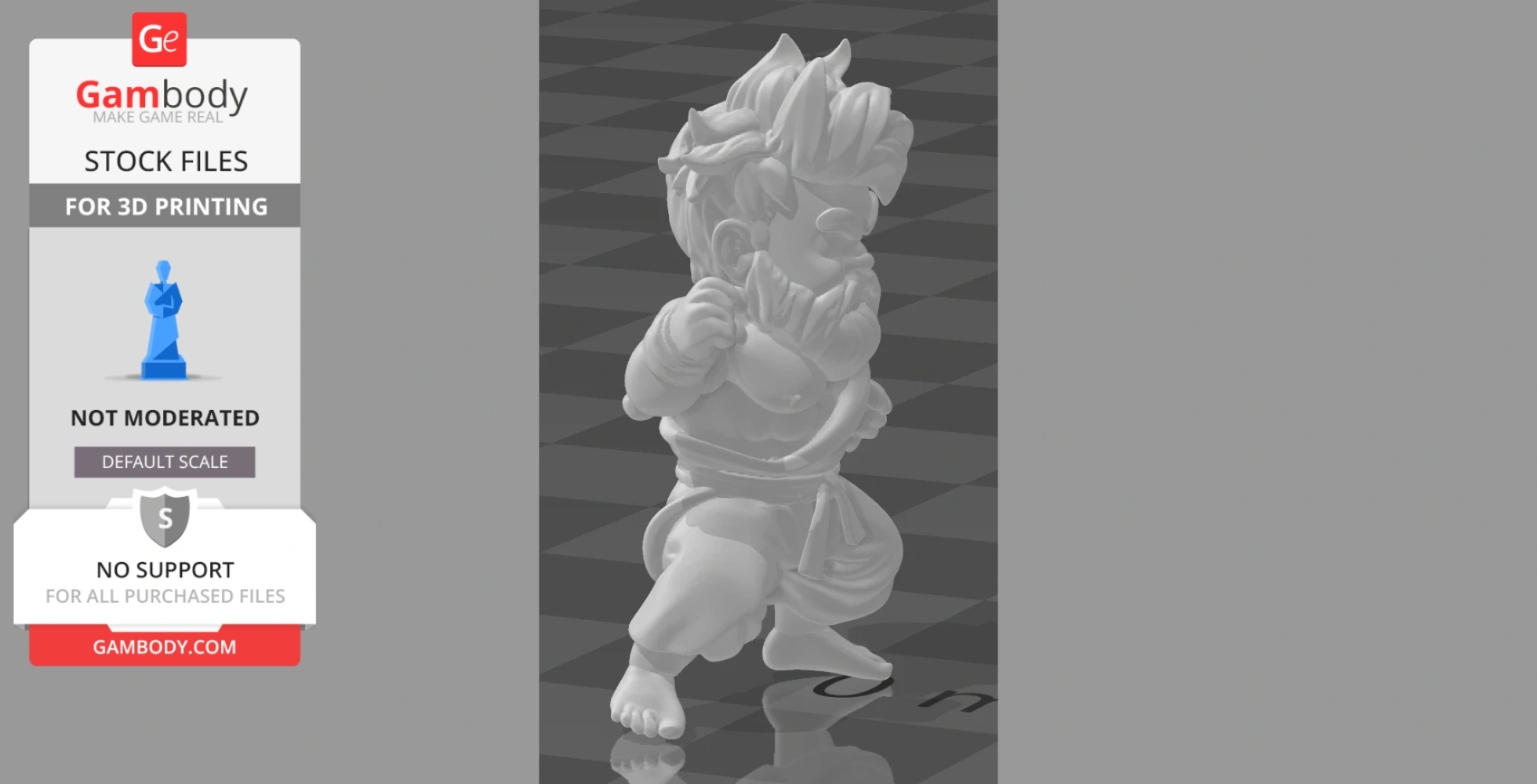 Chibi-style martial artist figure in a fighting stance, designed for 3D printing.
