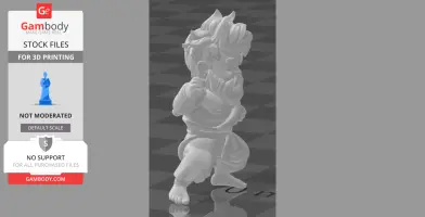 Chibi-style martial artist figure in a fighting stance, designed for 3D printing.