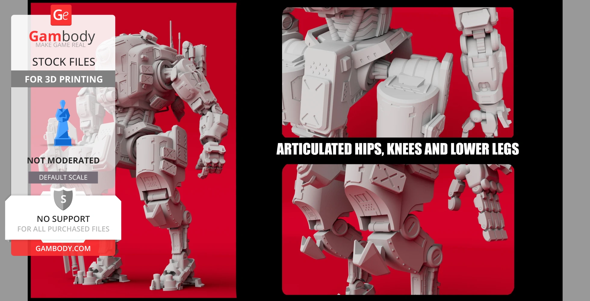 A detailed 3D model of a mech robot from Titanfall 2 with articulated joints for 3D printing.