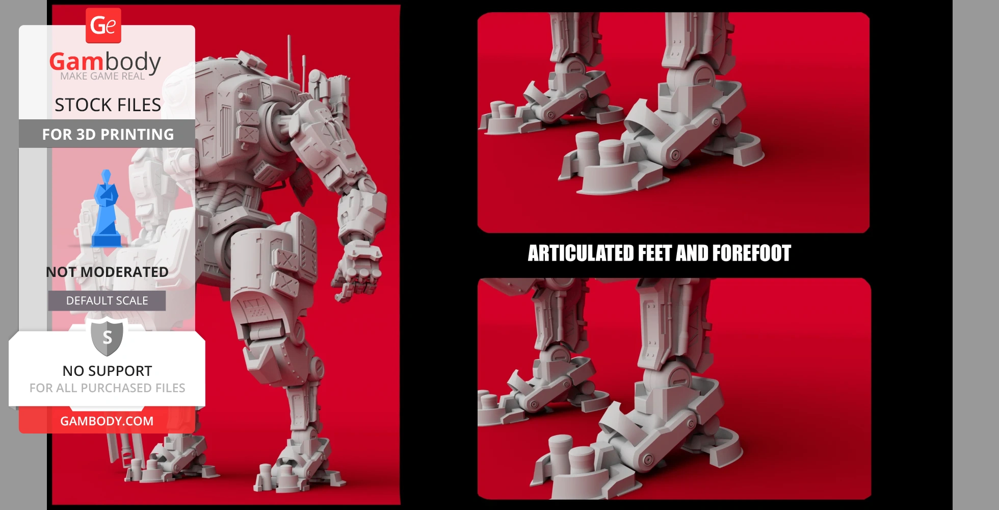Detailed 3D model of a mech from Titanfall 2, showcasing articulated feet for 3D printing.