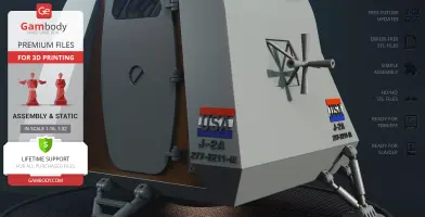 Futuristic space pod model with USA label, detailed for 3D printing.