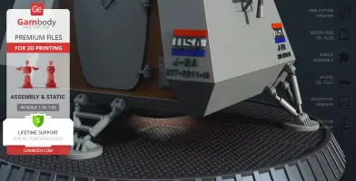 A detailed model of a space pod with landing gear and 'USA' text, ideal for 3D printing.
