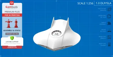 Futuristic flying submarine 3D model with sleek design, available for printing in DLP/SLA scale 1:256.