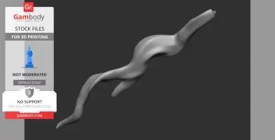 A wavy, elongated 3D object with smooth contours, suitable for 3D printing.