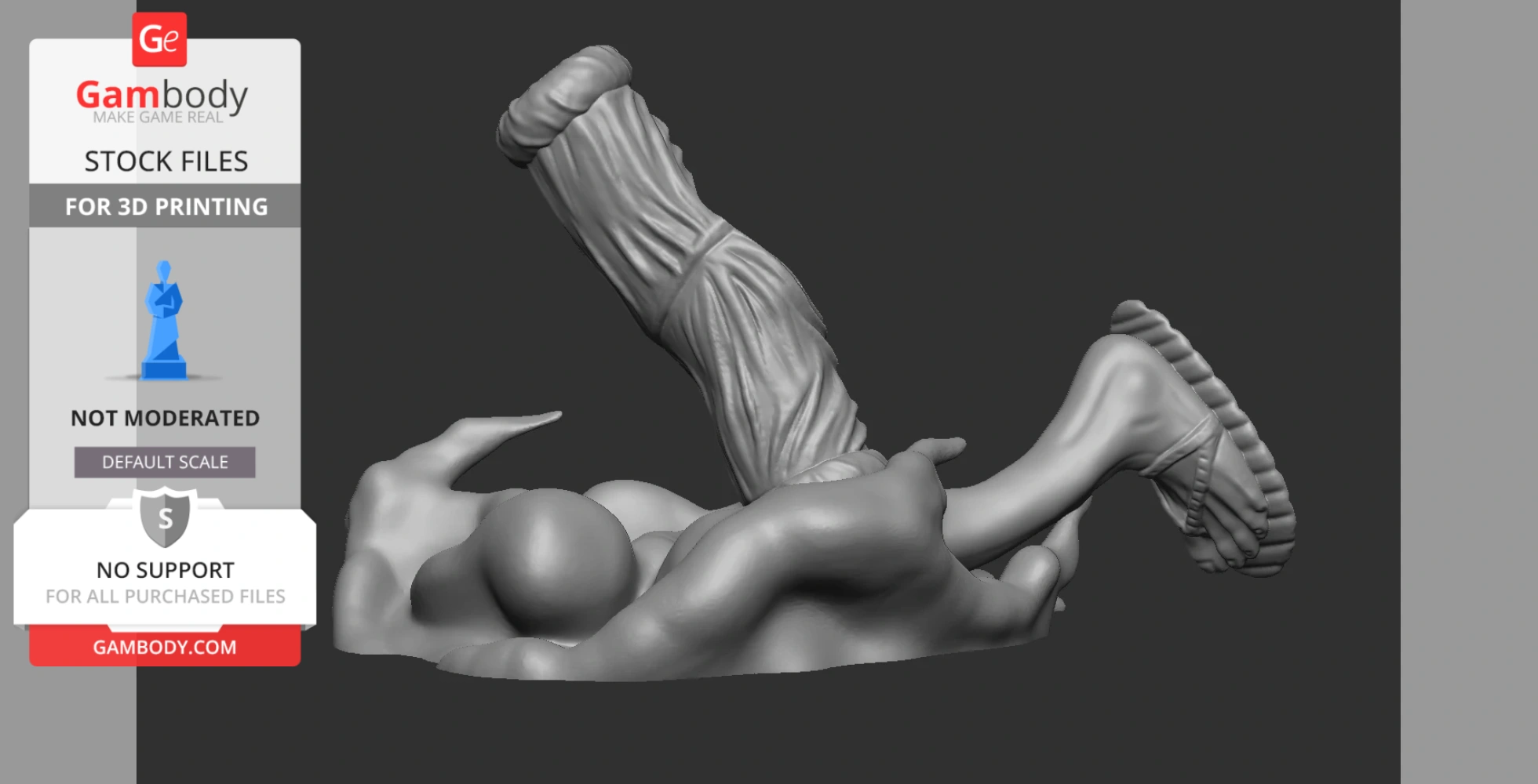3D model of a character in mid-action pose, with exaggerated limbs and dynamic movement for printing.
