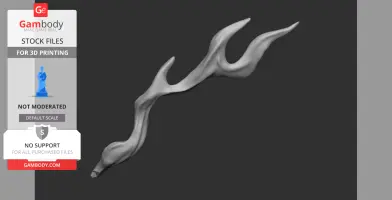 Curved, flame-like 3D model piece with flowing, pointed edges on a dark background.