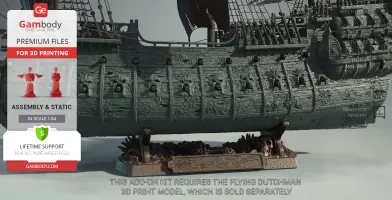 Detailed 3D model of the Flying Dutchman ship with sails, displayed for 3D printing on Gambody.