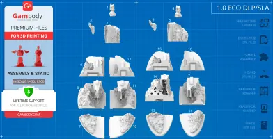 3D printable parts for Argonath statues from LOTR, shown in a layout for assembly.