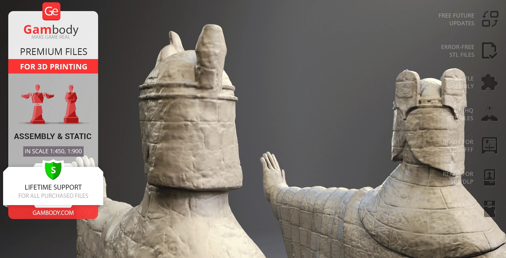 Detailed 3D model of Argonath statues for printing, featuring intricate stone-like textures.