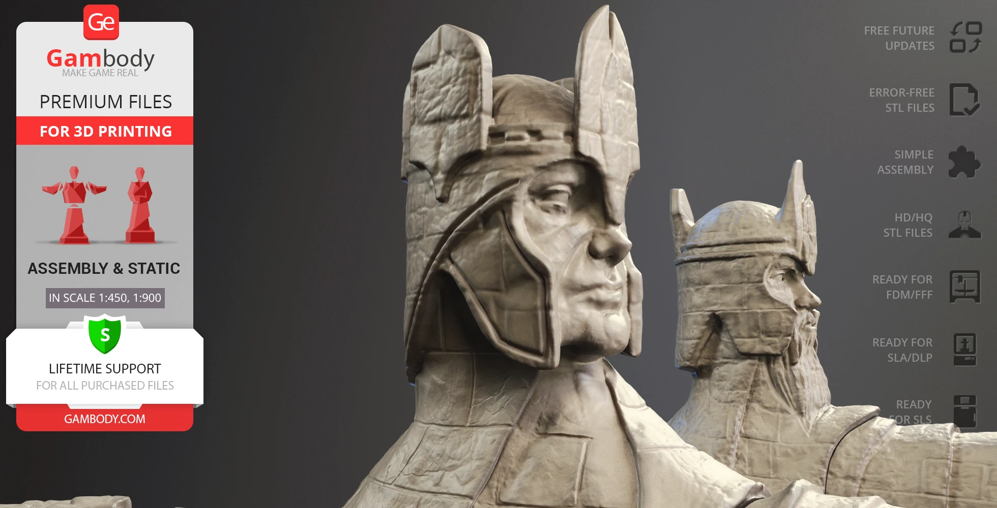 3D printable Argonath statues from LOTR, showcasing detailed stone-like textured figures.