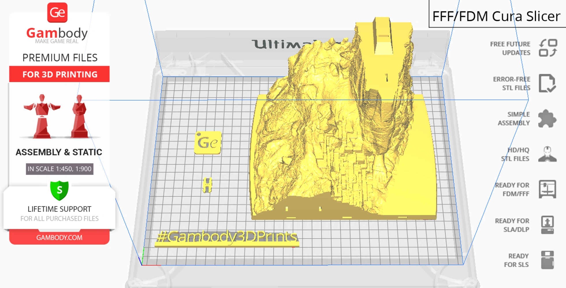 3D model of Argonath from LOTR for printing, featuring rocky cliff details.