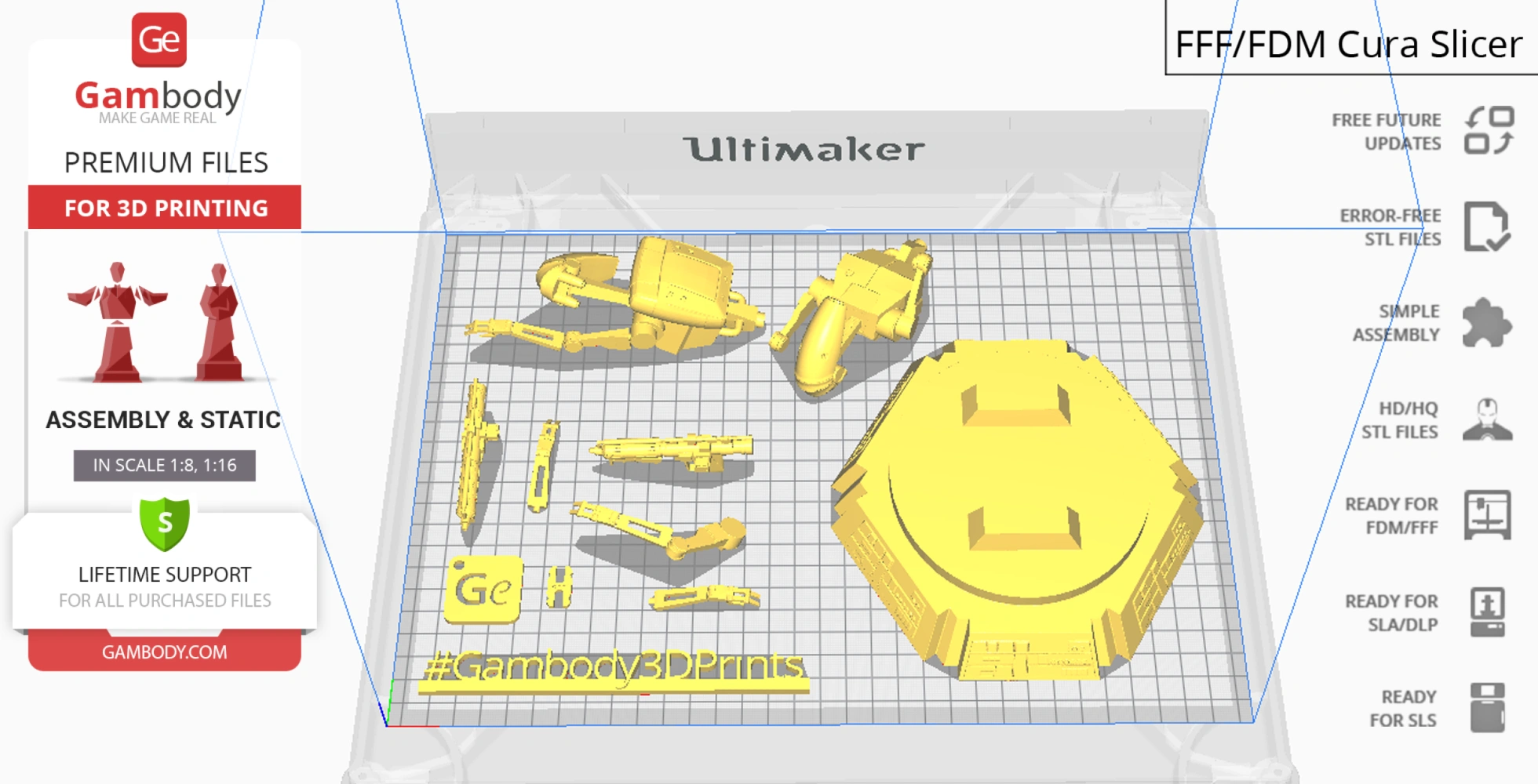 3D model parts for Ahsoka Tano from Clone Wars, arranged in Ultimaker Cura for printing.