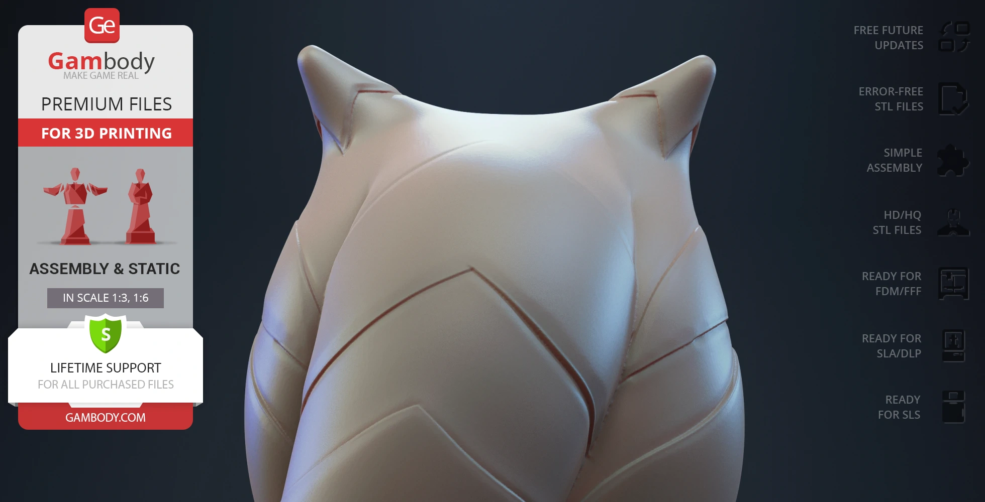 3D printing model of Ahsoka Tano's back, detailed with markings.