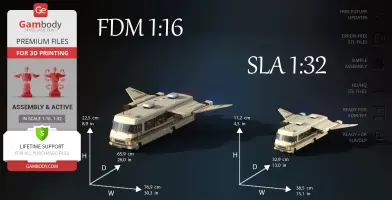 A detailed 3D model of the 'Eagle 5,' a futuristic vehicle for 3D printing in scales 1:16 and 1:32.