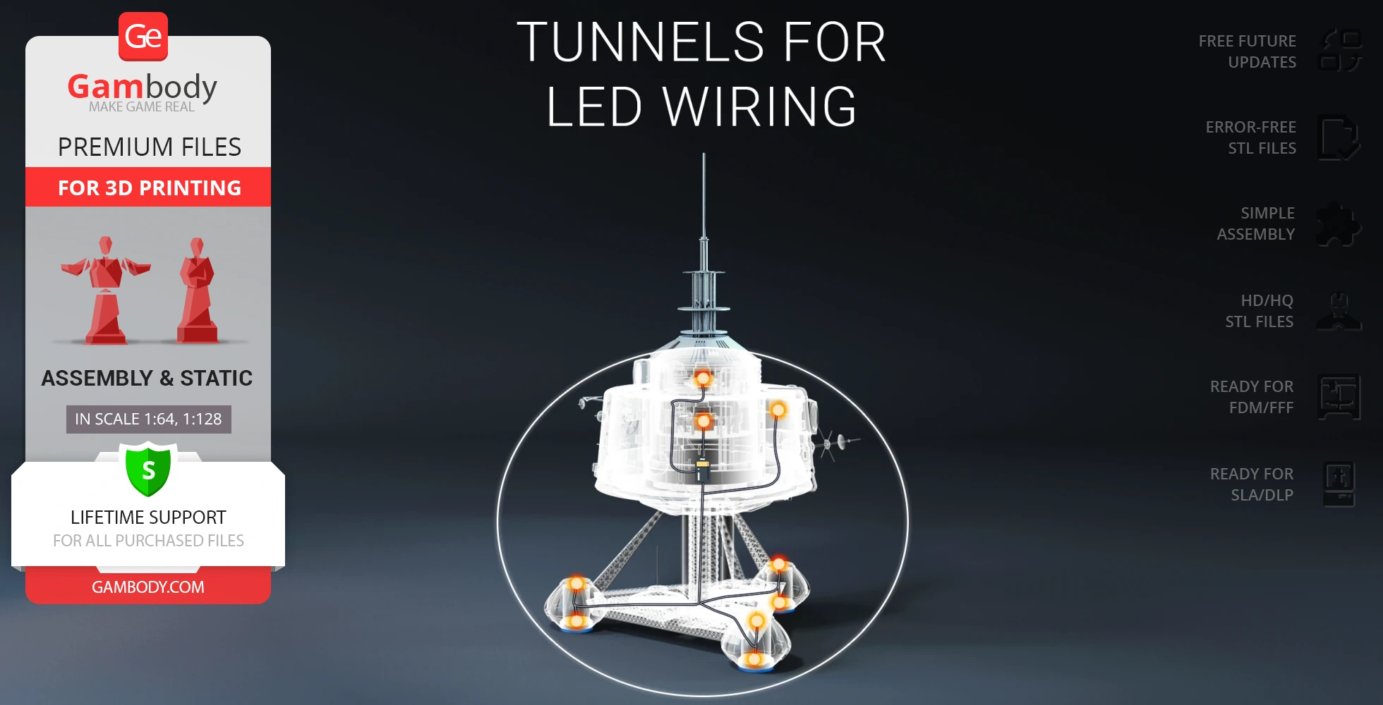 A detailed 3D model of the USS Palomino spaceship from 'The Black Hole' with LED wiring tunnels.