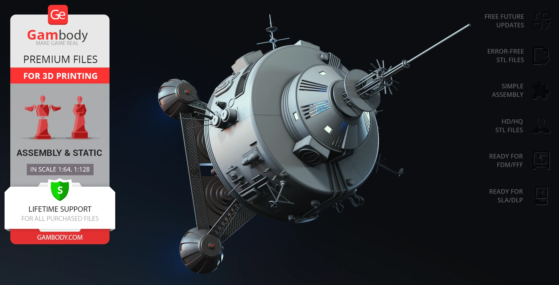 Futuristic, detailed 3D model of the USS Palomino spaceship for 3D printing, showcasing intricate design.