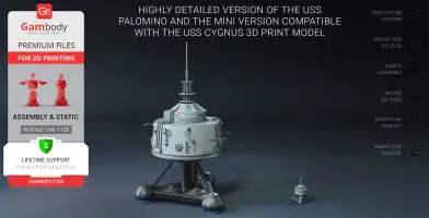 Detailed 3D model of the USS Palomino spaceship from 'The Black Hole,' accompanied by a smaller version.
