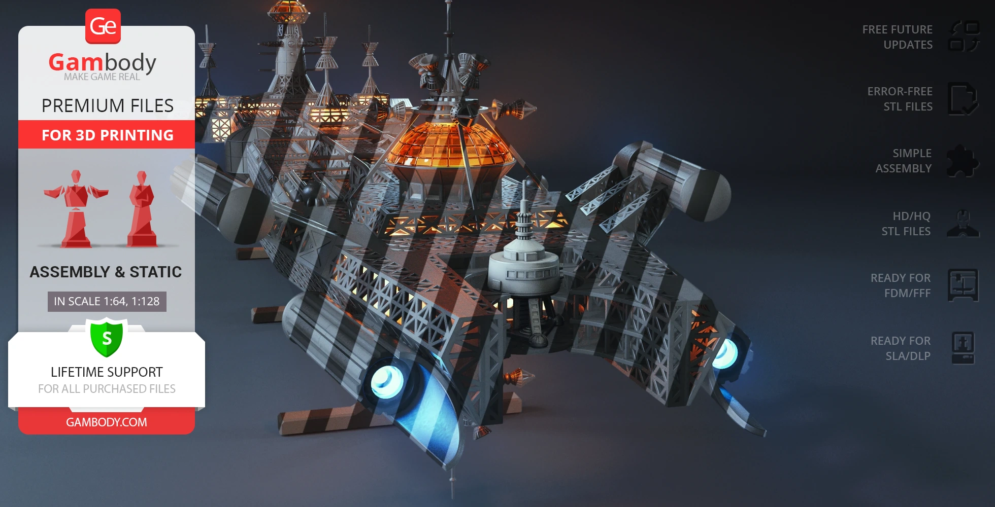 Intricate 3D model of the USS Palomino spaceship, designed for 3D printing with detailed structures.