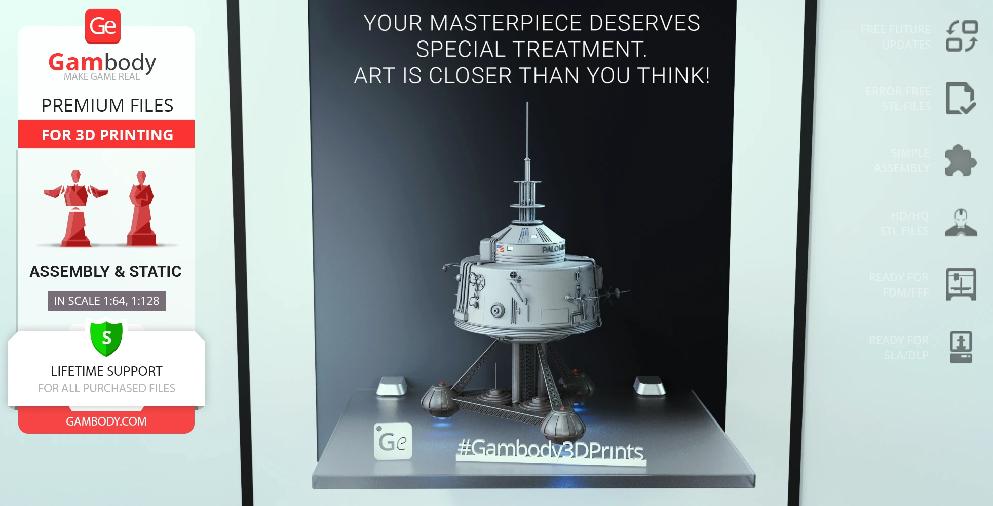 A detailed 3D model of the USS Palomino spaceship from 'The Black Hole' on a display stand.