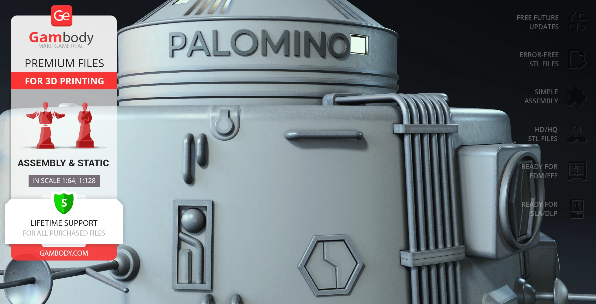 A detailed close-up of the USS Palomino 3D model showing intricate sci-fi design elements.