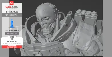 Robotic cybernetic figure with detailed armor, designed for 3D printing.