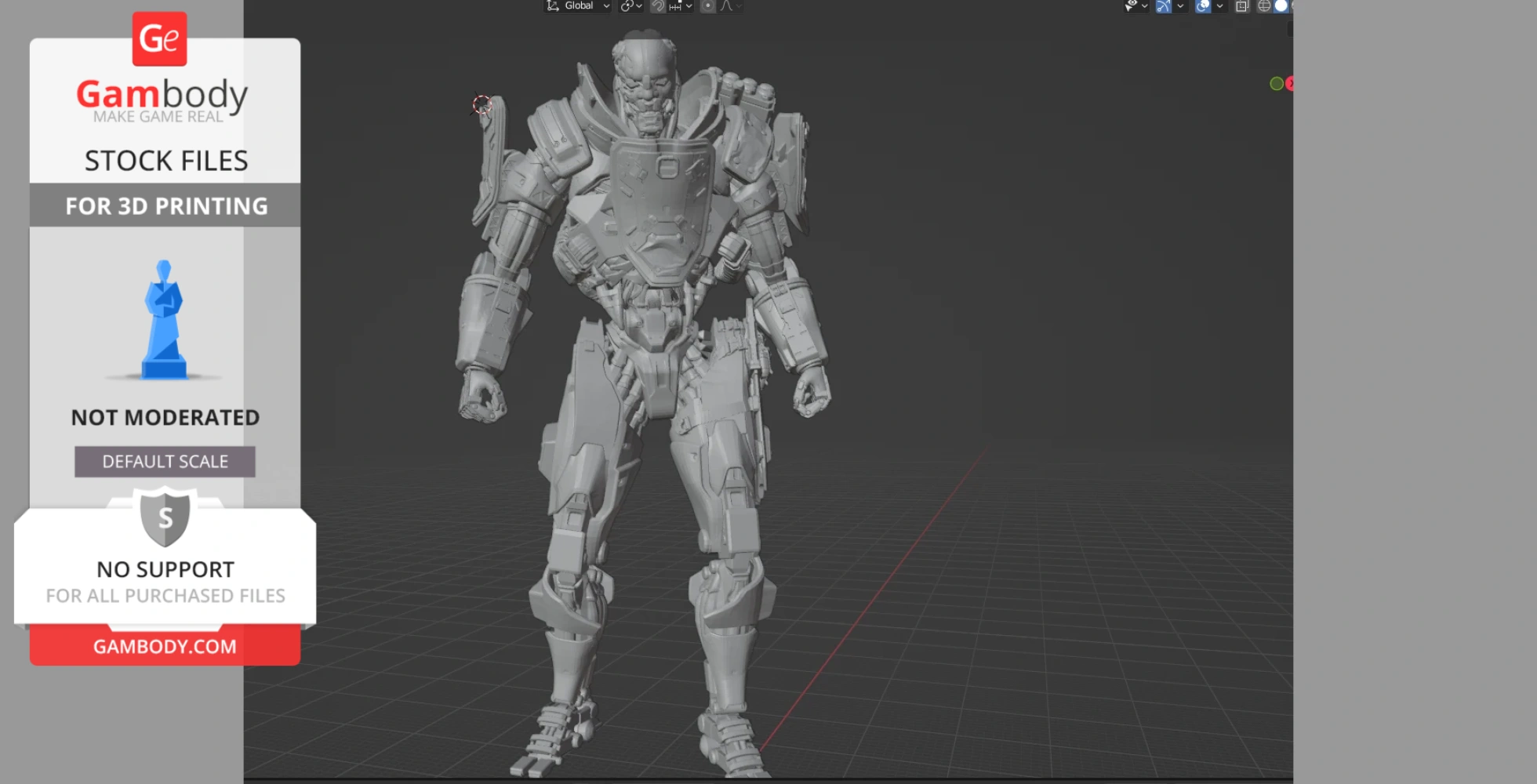 A detailed 3D model of a futuristic armored cyborg, suitable for 3D printing.
