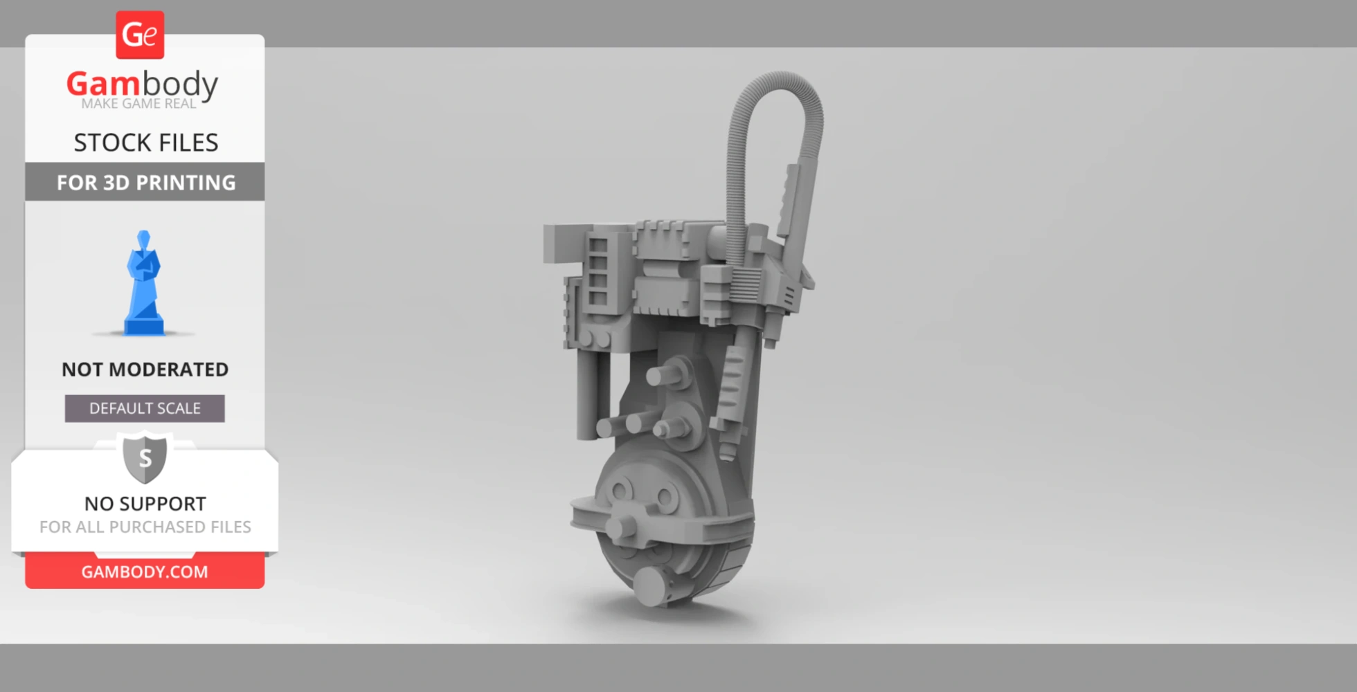 A 3D model of a proton pack from Ghostbusters, designed for 1/24 scale 3D printing.