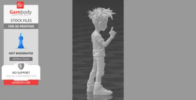 3D model of a punk-styled teen with spiky hair, wearing casual clothes, gesturing with one hand.