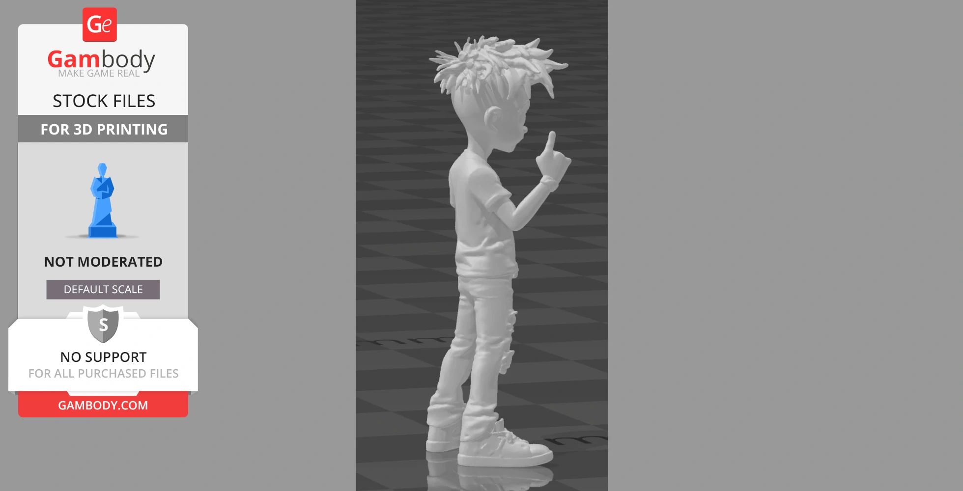 3D model of a punk-styled teen with spiky hair, wearing casual clothes, gesturing with one hand.