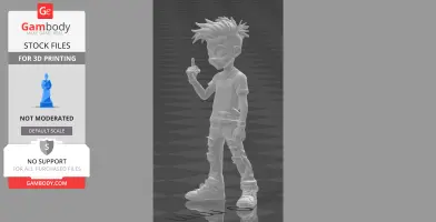 3D model of a teen rocker with spiky hair, wearing ripped jeans and sneakers, gesturing with hand raised.