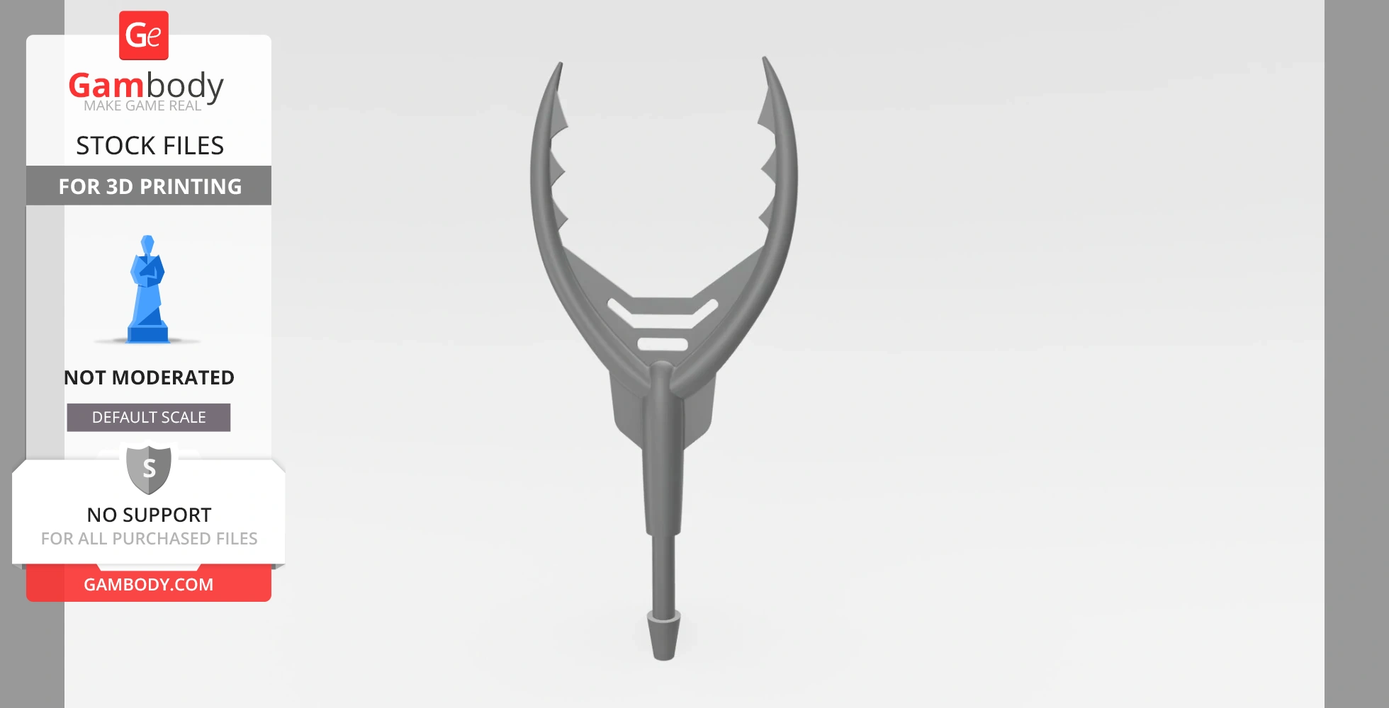 A 3D model of a futuristic, claw-like dart prop designed for 3D printing.