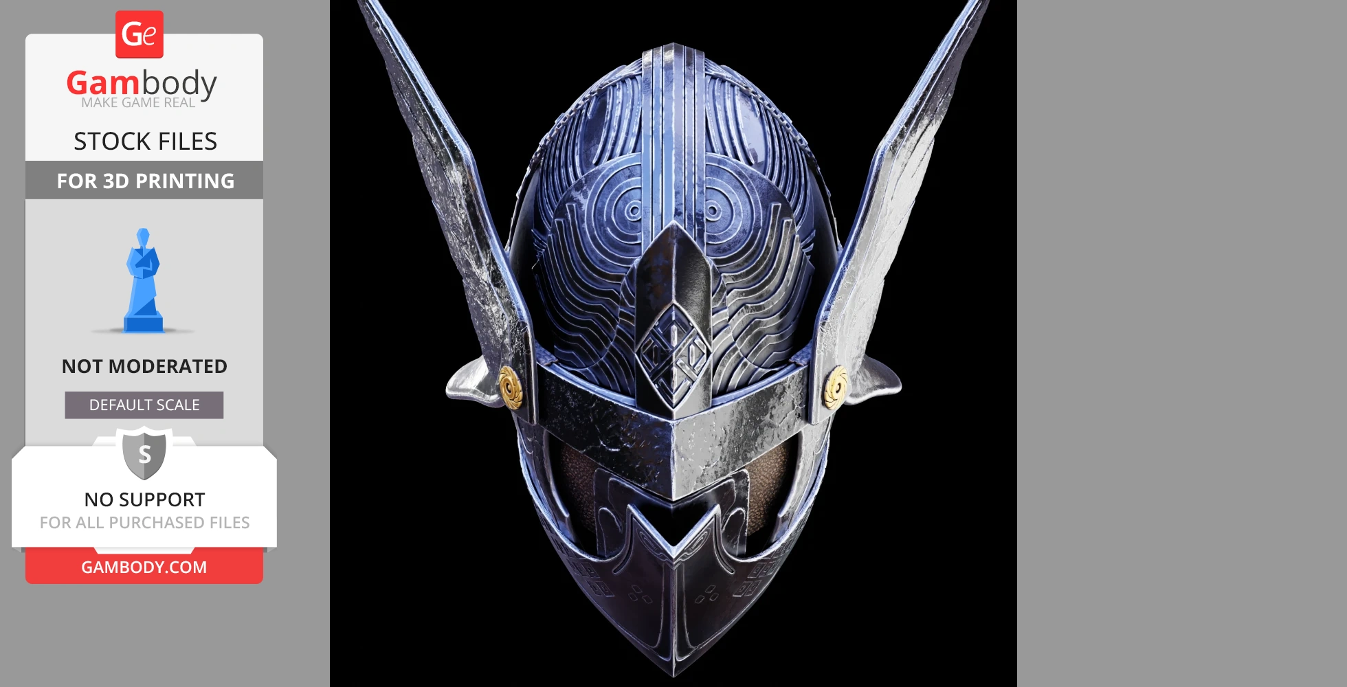 Futuristic helmet with intricate patterns and wing-like extensions inspired by Elden Ring.