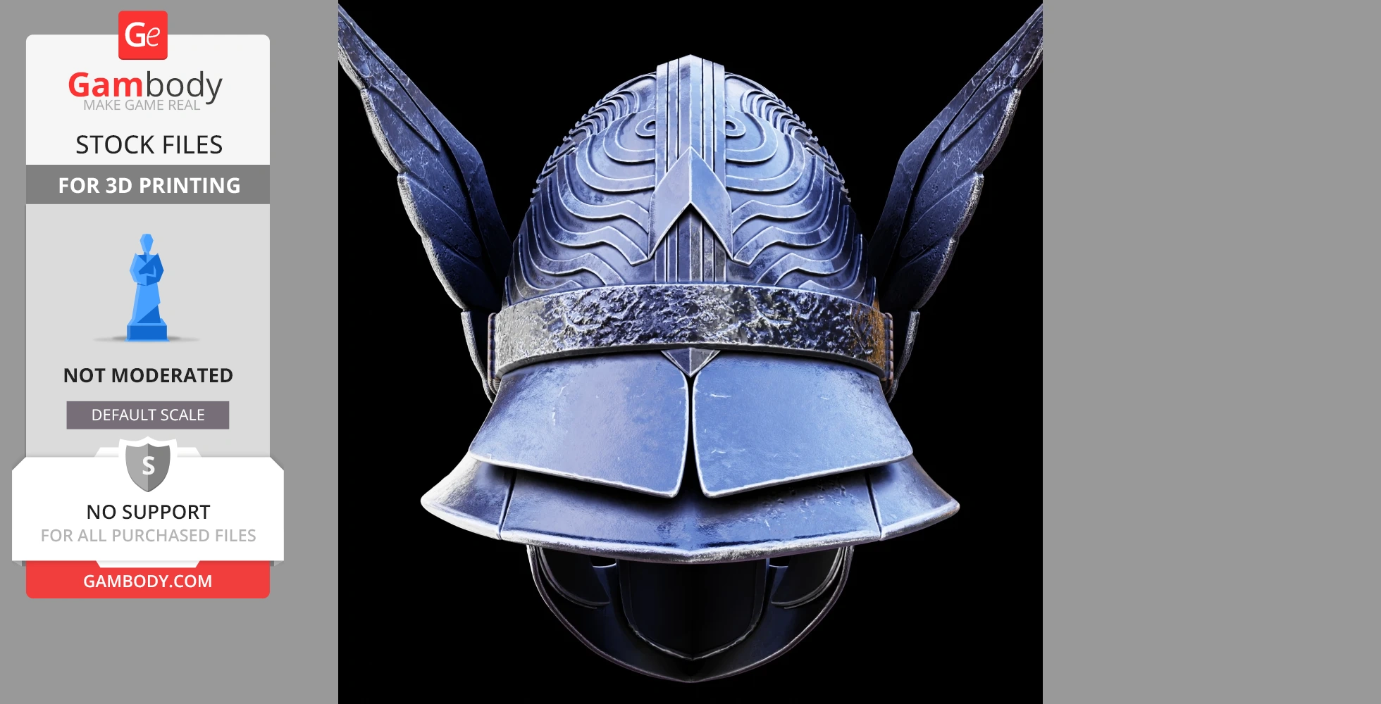 Winged, intricately patterned fantasy helmet, inspired by Elden Ring, for cosplay and 3D printing.