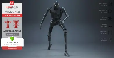 A detailed 3D model of K-2SO droid from Star Wars, ready for 3D printing.