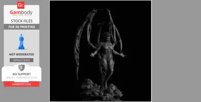 Alien-like figure with large, skeletal wings and intricate armor, standing on a detailed base.