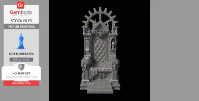Intricately designed 3D model of an ornate throne with skull motifs and gothic details.