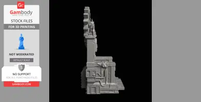 Side view of a detailed, ornate throne with mechanical elements for 3D printing.