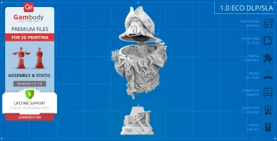 Detailed bust of a tentacled pirate with a large hat, featuring marine textures and nautical elements.