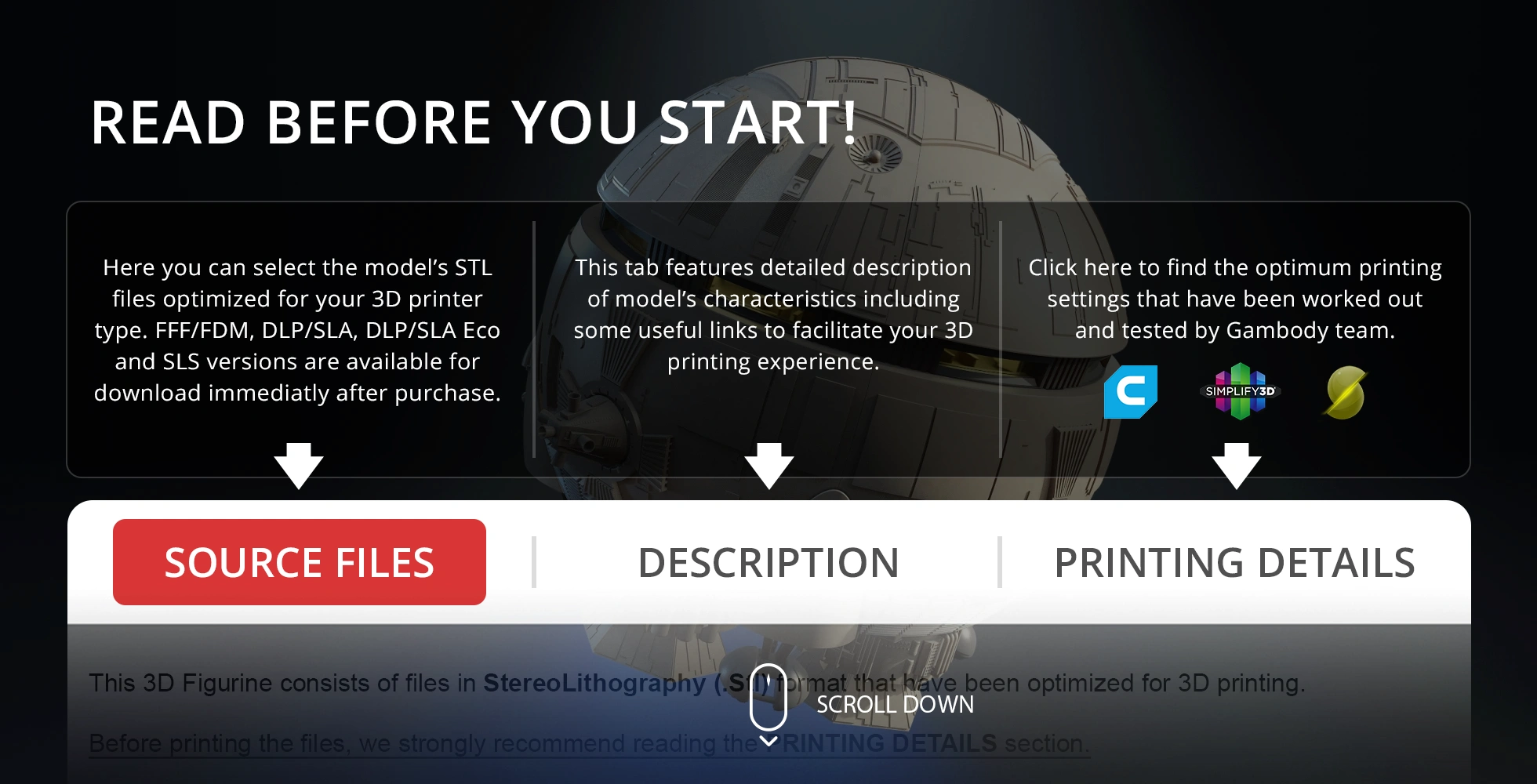 3D printing interface for Aries 1B Shuttle model, showing files, description, and printing details.