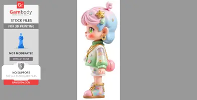 Colorful chibi figure with pastel hair, green sweater, and pink shoes, designed for 3D printing.
